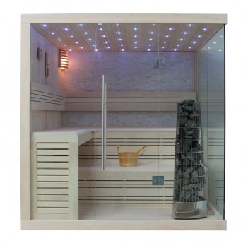 EO-SPA Sauna E1105B licht pijnboom 200x180 cm. 9kW Kivi