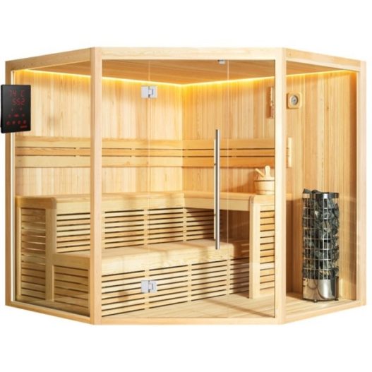 AWT Sauna E1806A licht populier 220x220 cm. 9 kW Cilindro