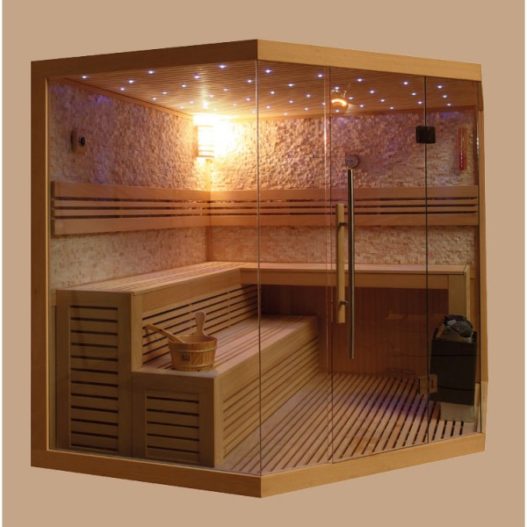 AWT Sauna E1101B populier 200x200 cm. 9 kW Cilindro