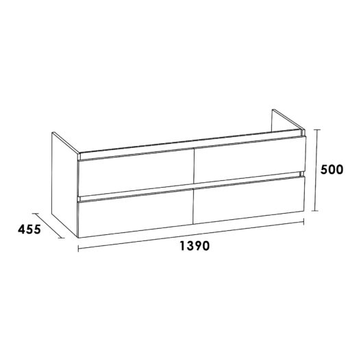 Onderkast Solution 140 Black Wood