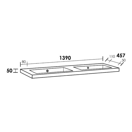 Wastafel Foggia 140 Glanzend (0 krgt.)