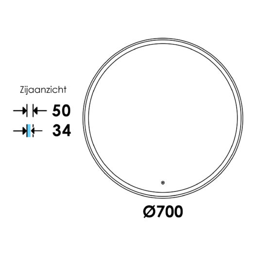 Spiegel Edge Rond 70 Touch Black