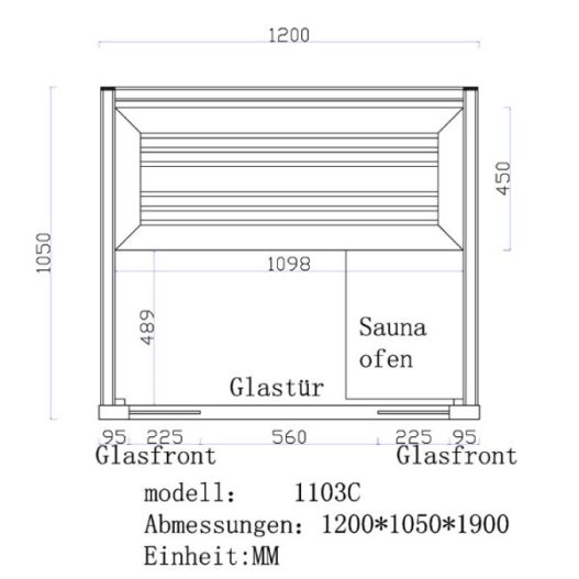 AWT Sauna B1103C populier 120x105 cm. 3 kW EOS BiO-Mini