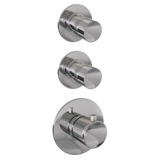 BRAUER Chrome Edition thermostatische inbouw regendouche SET 01 met 20 cm douchekop en rechte muurarm en staaf handdouche en doucheslang en wandaansluitbocht chroom