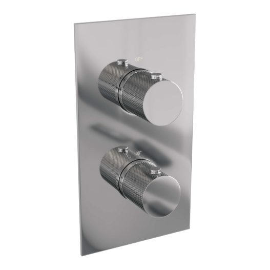 BRAUER Chrome Carving thermostatische inbouw regendouche 3-weg omstelling SET 25 met 20 cm douchekop en rechte muurarm en staaf handdouche en doucheslang en wandaansluitbocht chroom