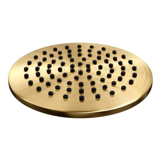 BRAUER Gold Edition thermostatische inbouw regendouche 3-weg omstelling SET 33 met 20 cm douchekop en gebogen muurarm en 3-standen handdouche en doucheslang en wandaansluitbocht goud geborsteld PVD