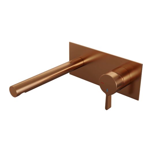 BRAUER Copper Edition inbouw wastafelmengkraan met rechte uitloop en afdekplaat model E1 koper geborsteld PVD