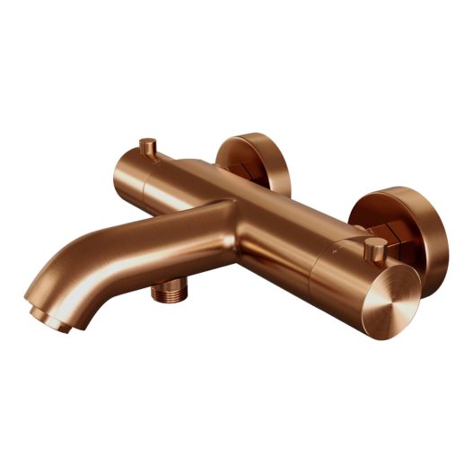 BRAUER Copper Edition opbouw baddouche thermostaatkraan SET 01 met glijstang en staaf handdouche en doucheslang koper geborsteld PVD