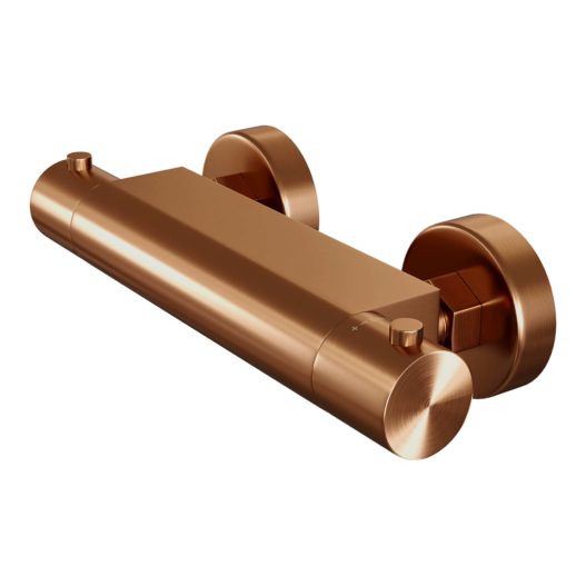 BRAUER Copper Edition opbouw douche thermostaatkraan SET 01 met glijstang en staaf handdouche en doucheslang koper geborsteld PVD