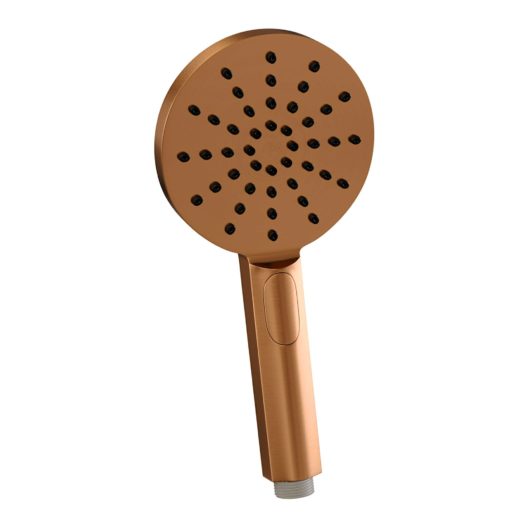 BRAUER Copper Edition thermostatische inbouw regendouche 3-weg omstelling SET 33 met 20 cm douchekop en gebogen muurarm en 3-standen handdouche en doucheslang en wandaansluitbocht koper geborsteld PVD