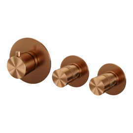 BRAUER Copper Edition inbouwthermostaat en 2 stopkranen met in- en afbouwdelen koper geborsteld PVD