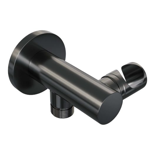 BRAUER Gunmetal Edition thermostatische inbouw regendouche SET 08 met 30 cm douchekop en rechte muurarm en 3-standen handdouche en doucheslang en wandaansluitbocht gunmetal geborsteld PVD