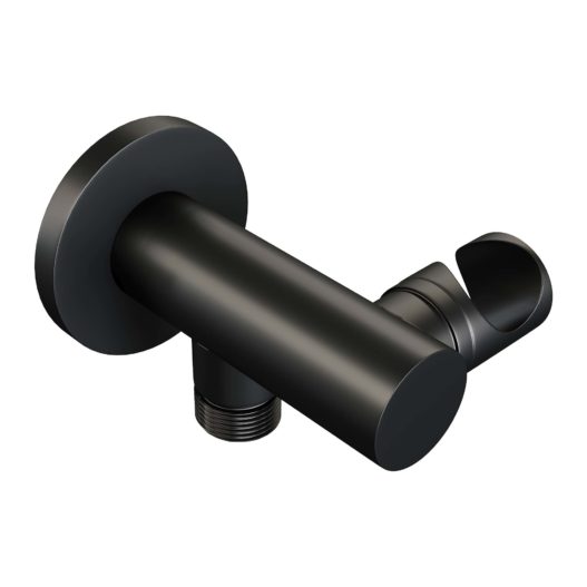 BRAUER Black Edition thermostatische inbouw badkraan SET 01 met uitloop en staaf handdouche en doucheslang en wandaansluitbocht mat zwart