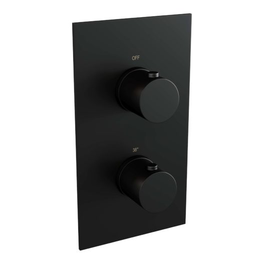 BRAUER Black Edition thermostatische inbouw regendouche 3-weg omstelling SET 29 met 20 cm douchekop en plafondarm en staaf handdouche en doucheslang en wandaansluitbocht mat zwart