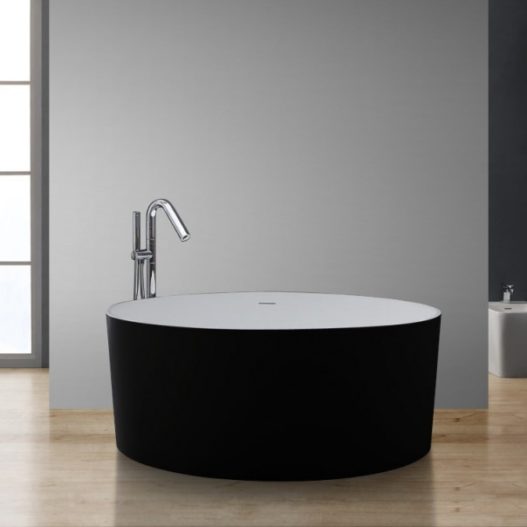 StoneArt vrijstaand bad BS-507 zwart-wit 150x150 cm. mat