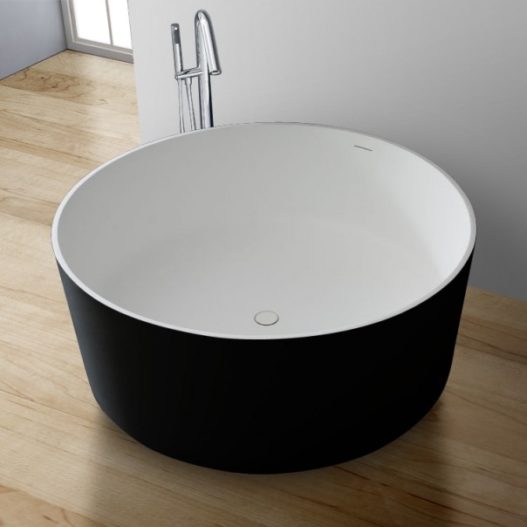StoneArt vrijstaand bad BS-507 zwart-wit 150x150 cm. mat