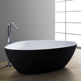 StoneArt vrijstaand bad BS-533 zwart-wit 180x140 cm. mat