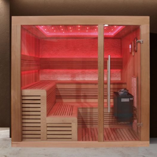 AWT Sauna B1243B red cedar 200x180 cm. 9 kW EOS Bio-Thermat