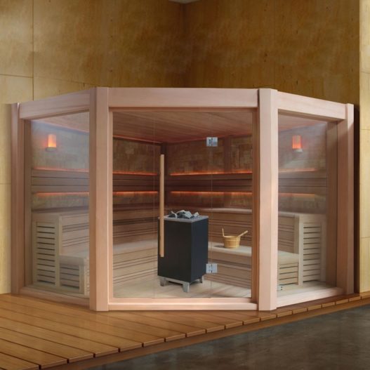 AWT Sauna B1501A red cedar 300x300 cm. 12 kW EOS BiO-Cubo